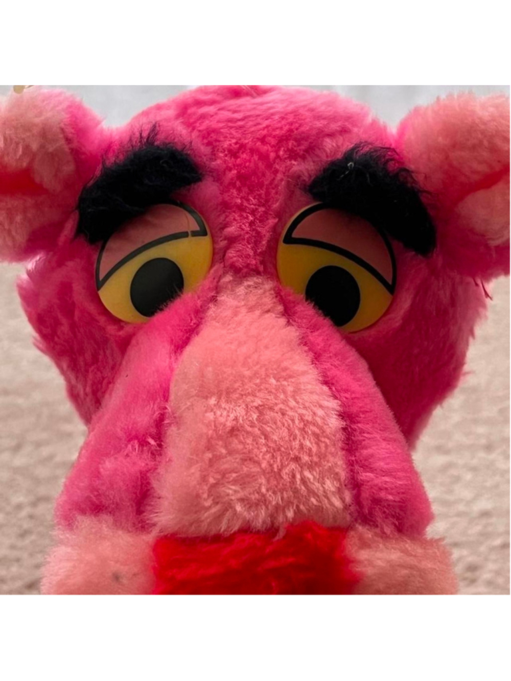 Vintage 1980 Pink Panther Plush Mighty Star Yellow Eyes Mirisch Geoffrey Toy - Picture 3 of 7